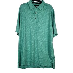 FootJoy Polo Shirt Mens Large Green Floral Golf Performance Stretch Moisture